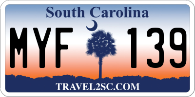 SC license plate MYF139