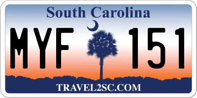 SC license plate MYF151