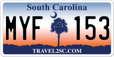 SC license plate MYF153