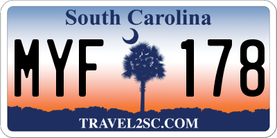 SC license plate MYF178