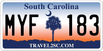 SC license plate MYF183
