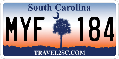 SC license plate MYF184