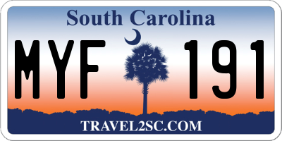 SC license plate MYF191