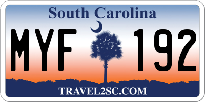 SC license plate MYF192