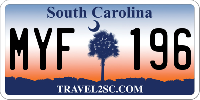SC license plate MYF196