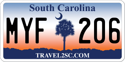 SC license plate MYF206