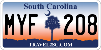 SC license plate MYF208