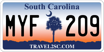SC license plate MYF209