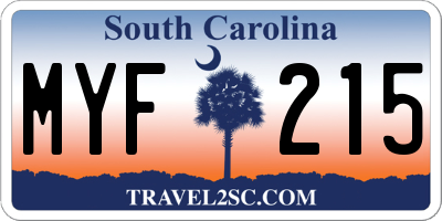 SC license plate MYF215