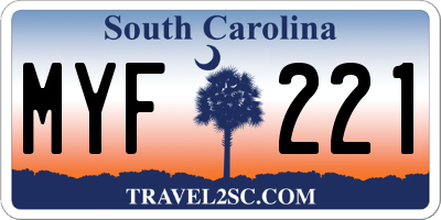 SC license plate MYF221