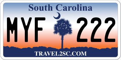 SC license plate MYF222