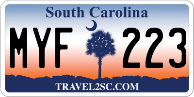 SC license plate MYF223