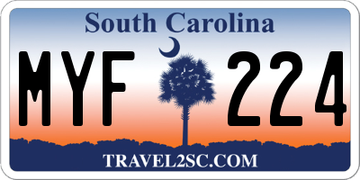 SC license plate MYF224