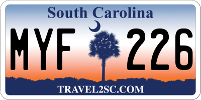 SC license plate MYF226