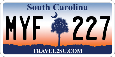 SC license plate MYF227
