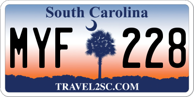 SC license plate MYF228