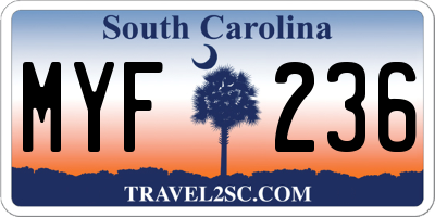 SC license plate MYF236