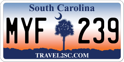 SC license plate MYF239