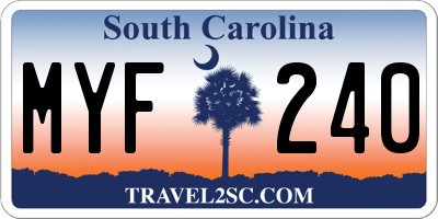 SC license plate MYF240