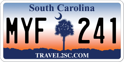 SC license plate MYF241