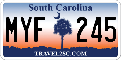 SC license plate MYF245