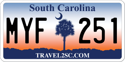 SC license plate MYF251