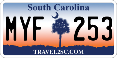 SC license plate MYF253