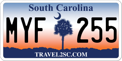 SC license plate MYF255