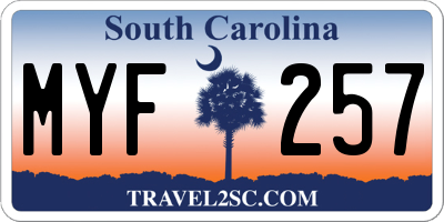 SC license plate MYF257