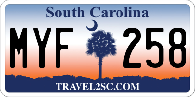 SC license plate MYF258