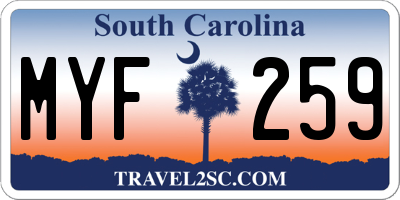 SC license plate MYF259