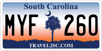SC license plate MYF260