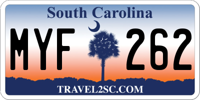 SC license plate MYF262