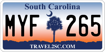 SC license plate MYF265