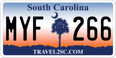 SC license plate MYF266