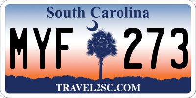 SC license plate MYF273