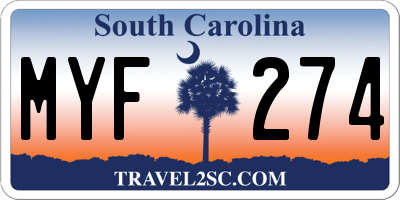 SC license plate MYF274