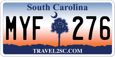 SC license plate MYF276