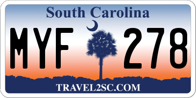 SC license plate MYF278