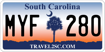 SC license plate MYF280