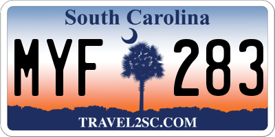 SC license plate MYF283