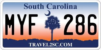 SC license plate MYF286