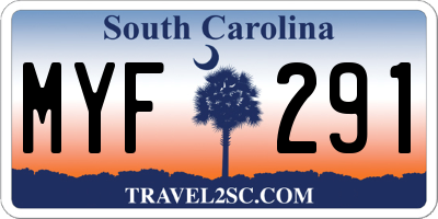 SC license plate MYF291