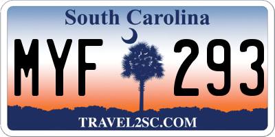 SC license plate MYF293