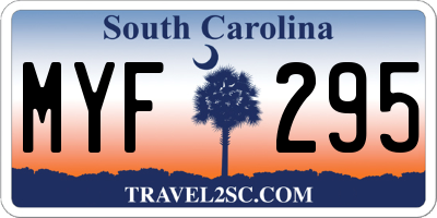 SC license plate MYF295