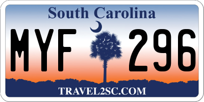 SC license plate MYF296