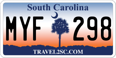 SC license plate MYF298