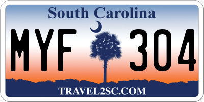 SC license plate MYF304