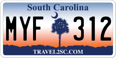 SC license plate MYF312