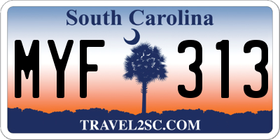 SC license plate MYF313
